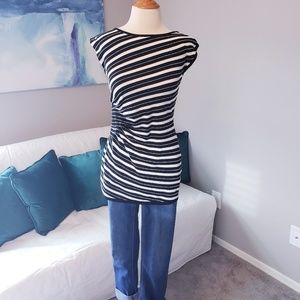 Asymmetrical stripe ruched top